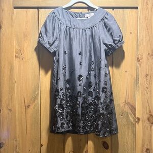 GAP Gray Kids Dress with Black Floral Details